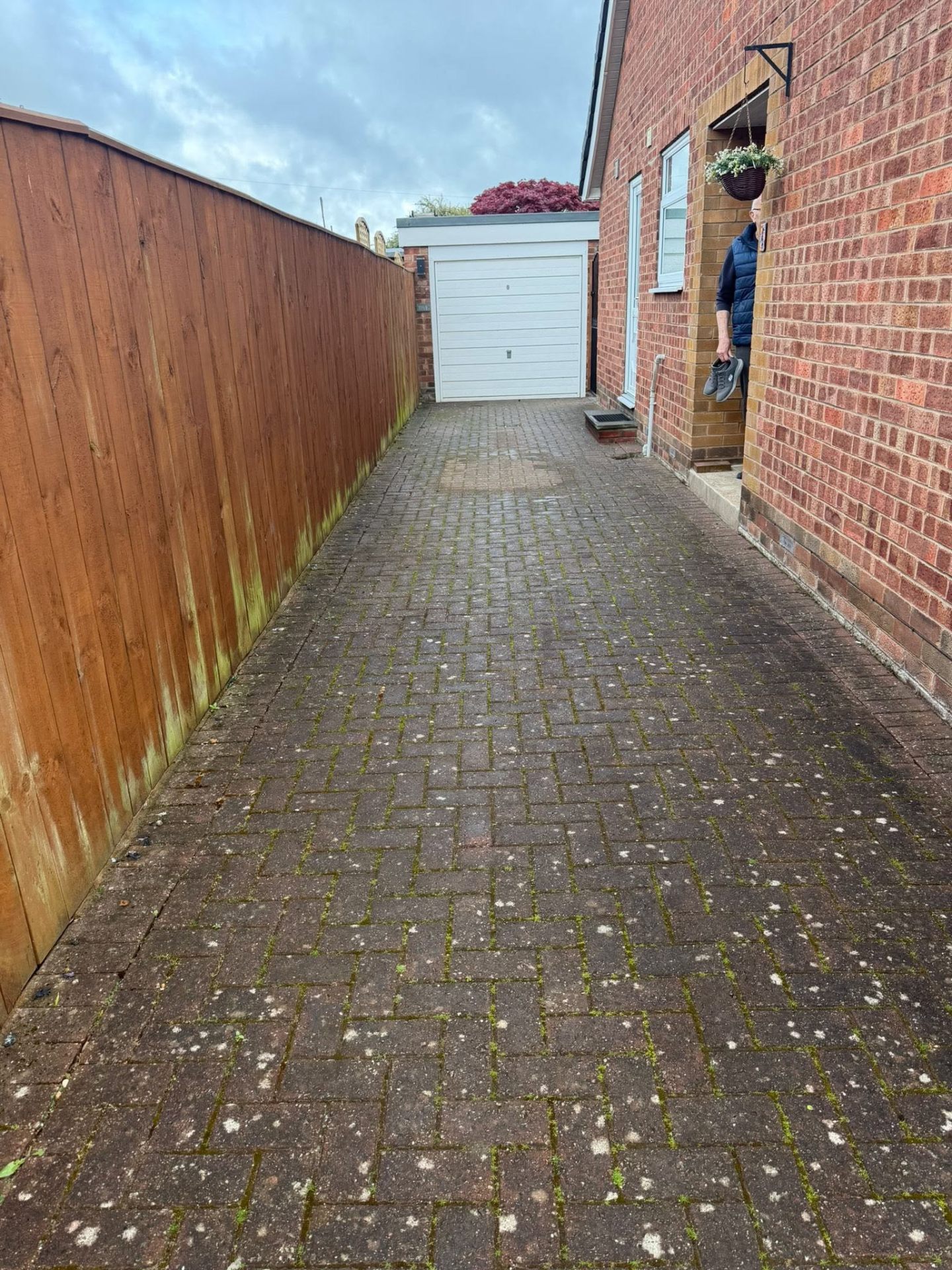 Block paving to tarmac path — before