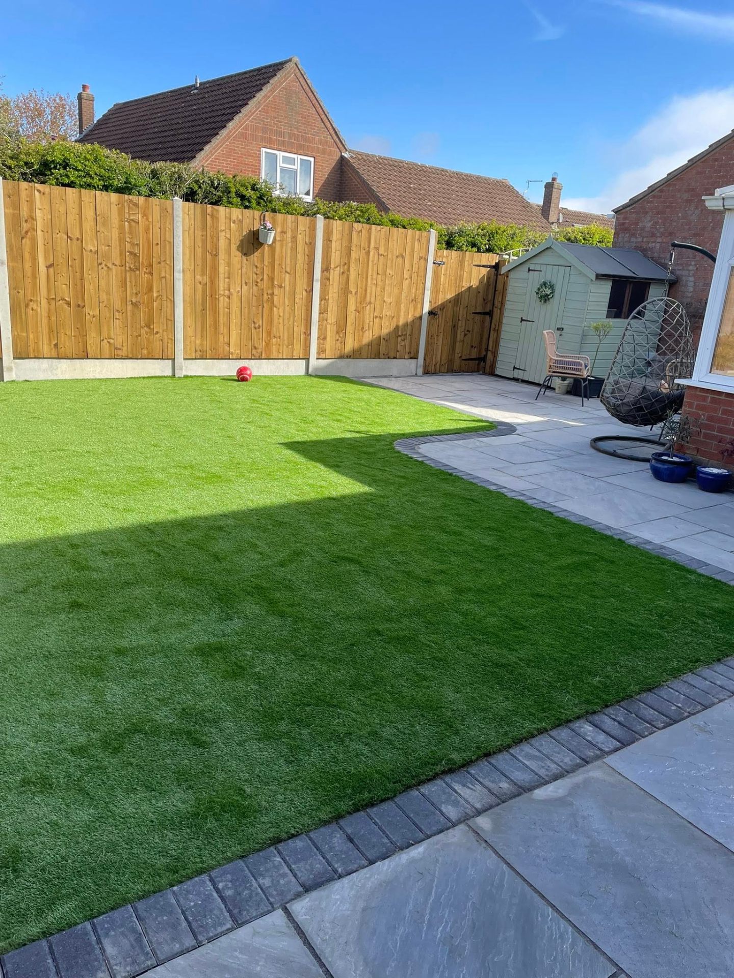 Patio & artificial lawn — after