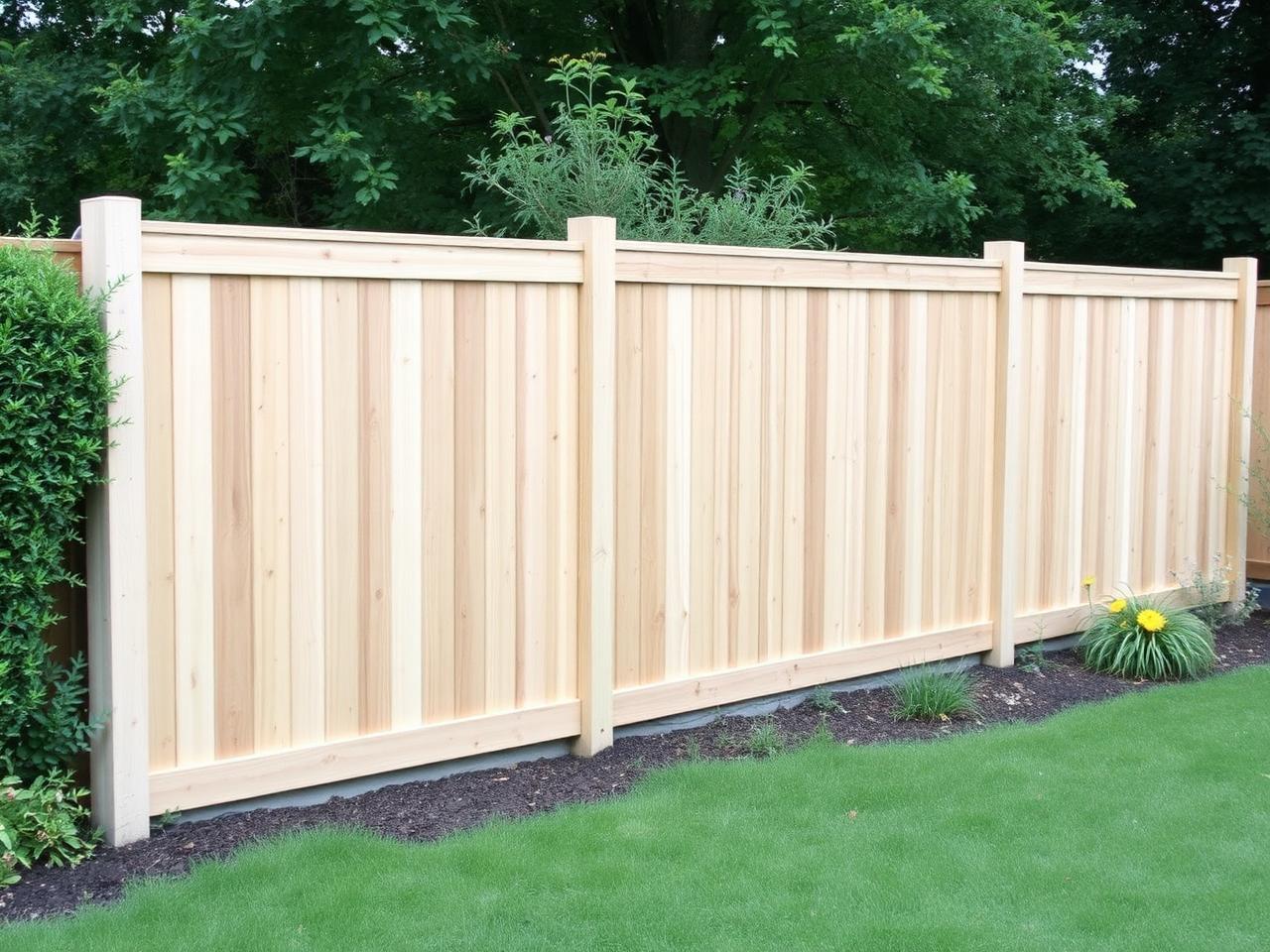 Close-board garden fencing with concrete posts and gravel boards
